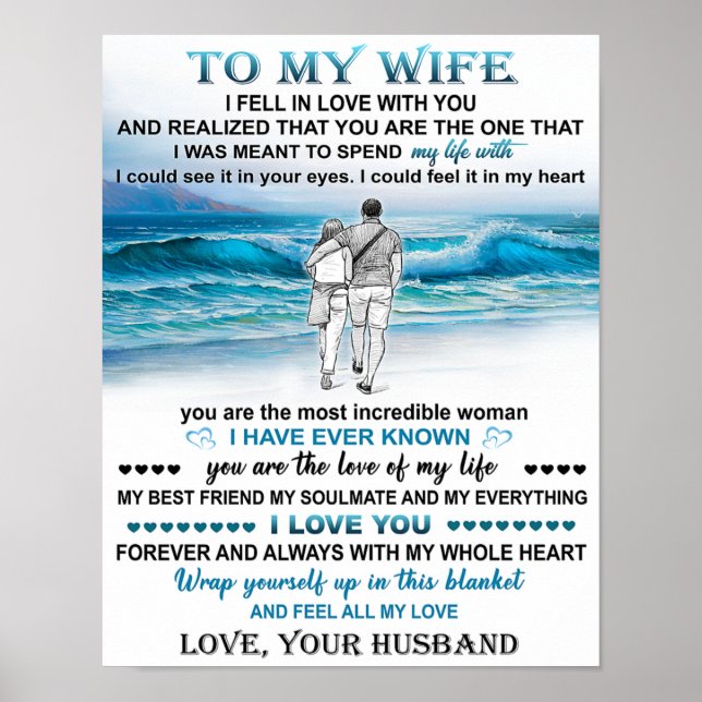 To My Wife Beach Gift, Wife Birthday, Couple Love Poster (Front)
