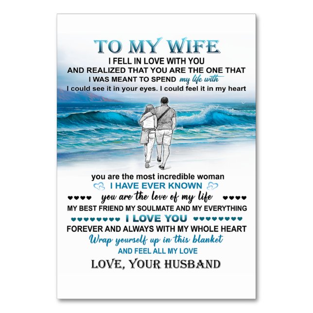 To My Wife Beach Gift, Wife Birthday, Couple Love Table Number (Front)