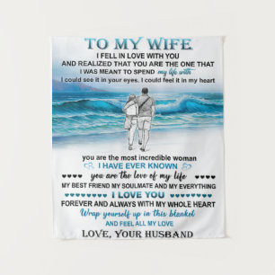 To My Wife Beach Gift, Wife Birthday, Couple Love Tapestry