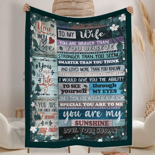 To My Wife Blanket, Love Blanket, Heart Fleece Blanket
