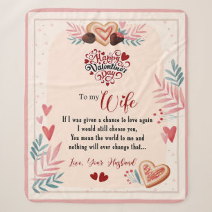 To My Wife Floral Valentine Gift FromHusband Sherpa Blanket
