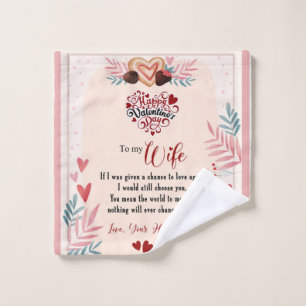 To My Wife Floral Valentine Gift FromHusband Wash Cloth