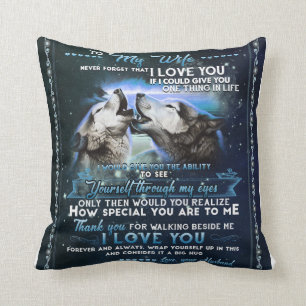 To My Wife From Husband Wolf Lover Blanket Gift Cushion