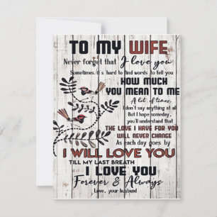 To my Wife Home Decor Gift To My Wife Present Invitation