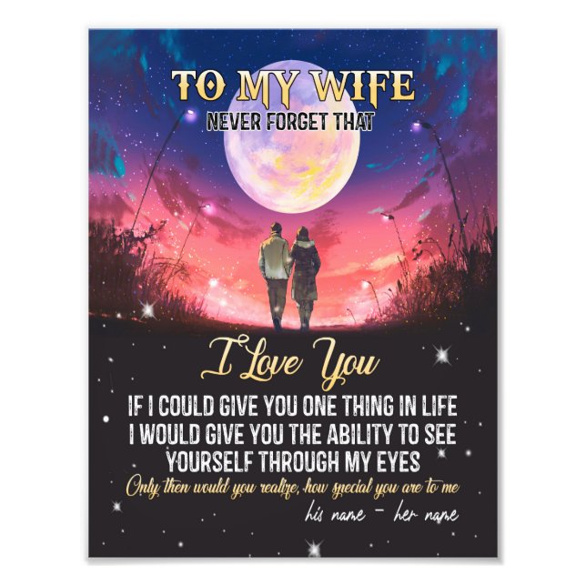 To My Wife | Letter To My Wife Love From Husband Photo Print (Front)