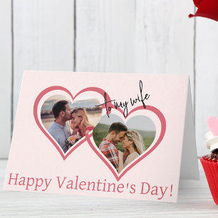 To My Wife Pink Hearts Two Photos Valentine's Day Card