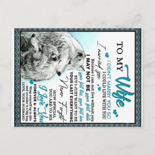 To My Wolf Wife Birthday Gift, Couple Wedding Gift Postcard