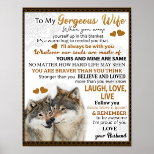 To My Wolf Wife Birthday Gift, Couple Wedding Gift Poster