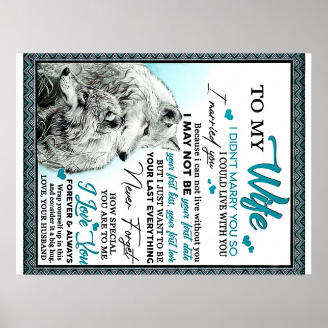 To My Wolf Wife Birthday Gift, Couple Wedding Gift Poster (Front)