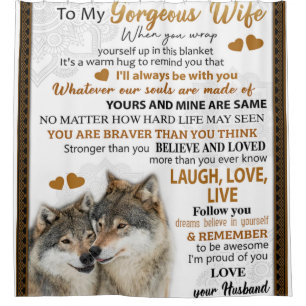 To My Wolf Wife Birthday Gift, Couple Wedding Gift Shower Curtain