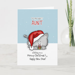 To my wonderful Aunt - Cat Christmascard Holiday Card