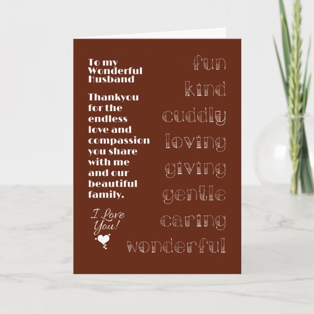 To My Wonderful Husband Card (Front)