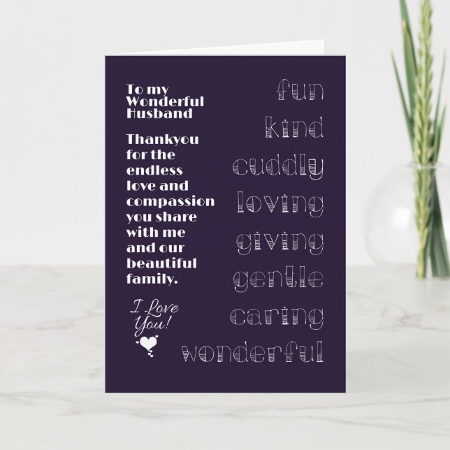 To My Wonderful Husband Card (Front)
