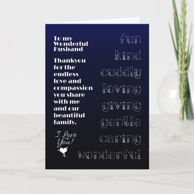 To My Wonderful Husband Card (Front)