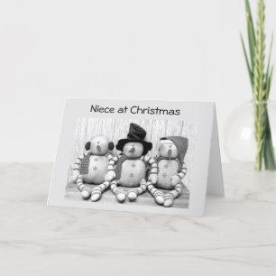 TO *NIECE* AT CHRISTMAS FROM CUTE SNOWMEN  HOLIDAY CARD