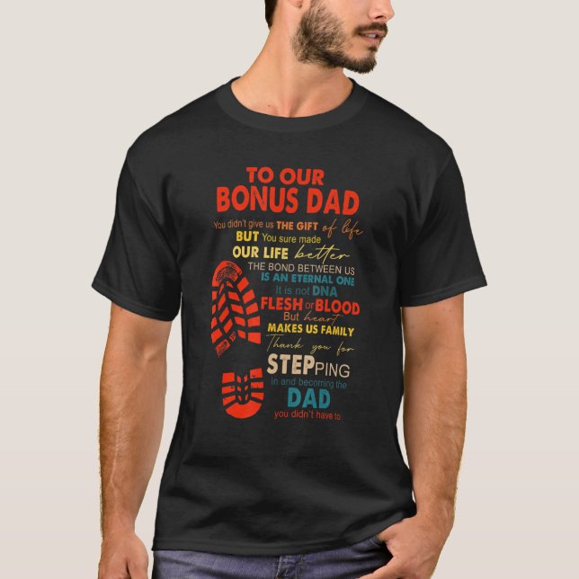 To Our Bonus Dad New Super Dad Announcemen T-Shirt (Front)
