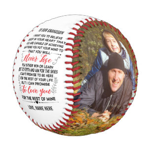 To Our Grandson From Grandparents & Custom 2 Photo Baseball