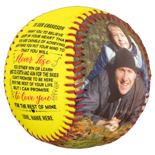 To Our Grandson From Grandparents & Custom 2 Photo Softball