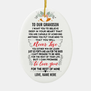 To Our Grandson From Grandparents with Custom Name Ceramic Tree Decoration