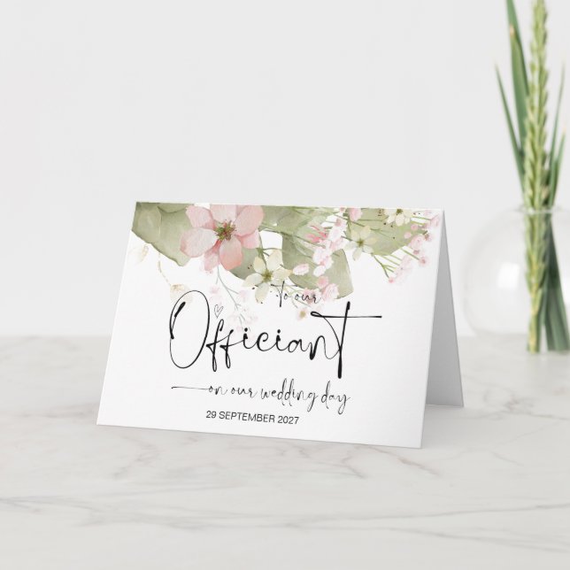 To Our Officiant on Wedding Day Thank You Priest  Card (Front)