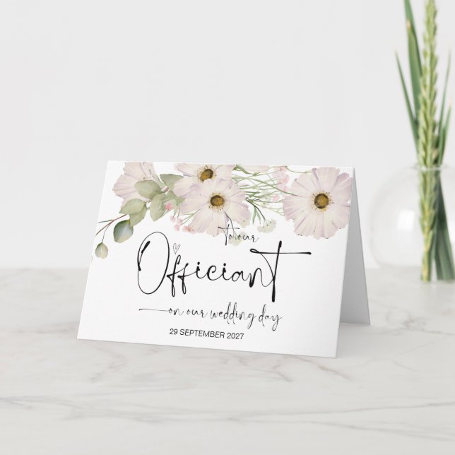 To Our Officiant on Wedding Day Thank You Priest  Card (Front)