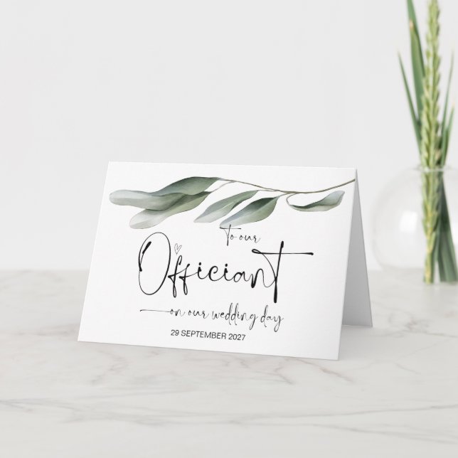 To Our Officiant on Wedding Day Thank You Priest  Card (Front)