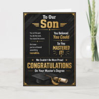 To Our Son Master's Degree Graduation