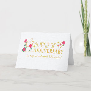 To Parents Custom Year Anniversary with Roses Card