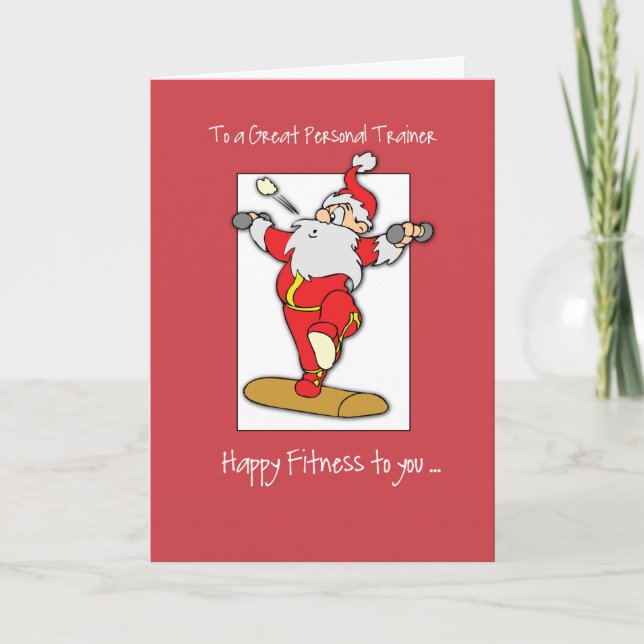 To Personal Trainer Fitness Exercise Christmas wit Holiday Card (Front)