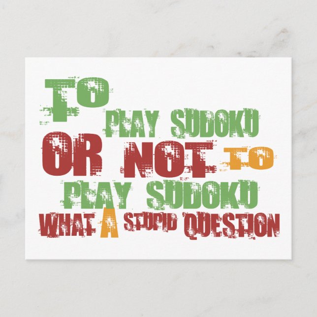 To Play Sudoku Postcard (Front)