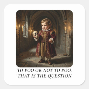 To Poo or Not to Poo – Cute Baby Cartoon Design Square Sticker