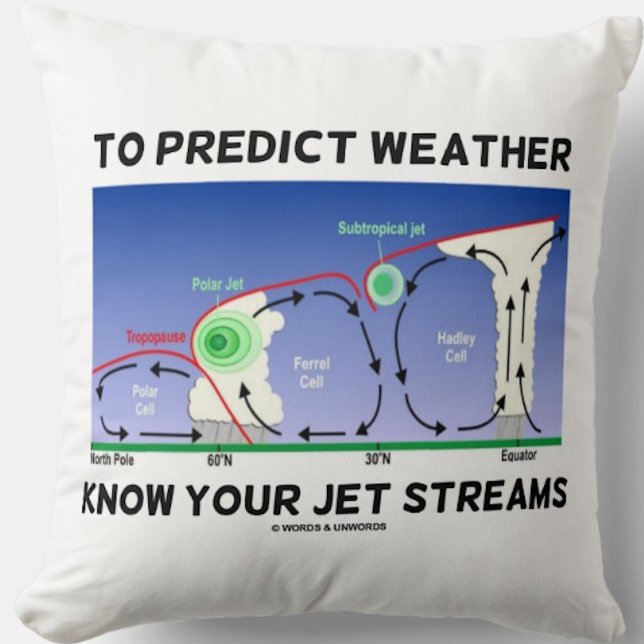To Predict Weather Know Your Jet Streams Cushion (Earth scientists & atmospheric scientists will enjoy this meteorological attitude throw pillow)