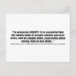 To preserve Liberty Quote by Richard Henry Lee Postcard