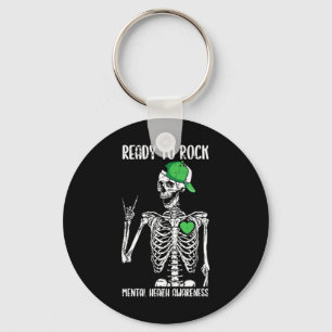 To Rock Mental Health Awareness Skeleton Rock Hand Key Ring
