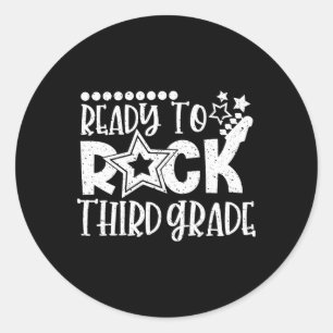 To Rock Third Grade Back To School 3rd Grade Boys  Classic Round Sticker