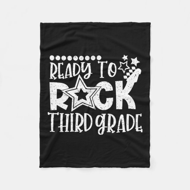 To Rock Third Grade Back To School 3rd Grade Boys  Fleece Blanket (Front)