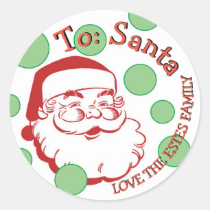 TO SANTA FROM PERSONALIZED FAMILY CHRISTMAS LABEL