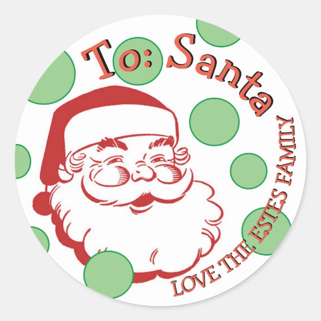 TO SANTA FROM PERSONALIZED FAMILY CHRISTMAS LABEL (Front)