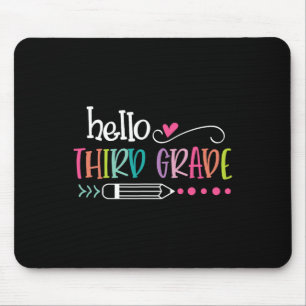 To School Hello Third 3rd Grade For Kids Boy Girl Mouse Mat