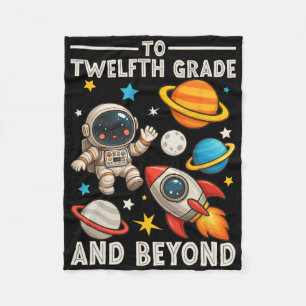 To Senior And Beyond Astronaut Funny Back To Schoo Fleece Blanket