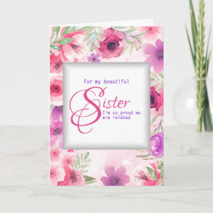 To Sister From Sis Floral Frame Mother's Day Card