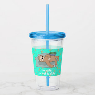 To Sloth or Not to Sloth Sleeping with Vine Leaves Acrylic Tumbler