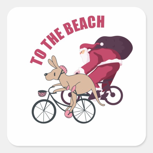 To the Beach - Australian Christmas Square Sticker (Front)
