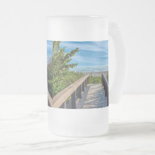 To The Beach Frosted Glass Beer Mug