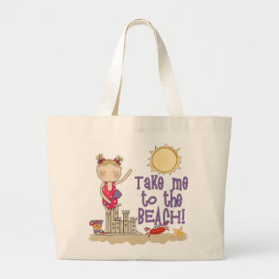 To the Beach (Girl) Large Tote Bag