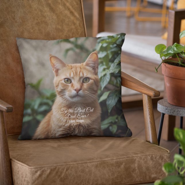 To the Best Cat Dad Ever Custom Photo Cushion (Creator Uploaded)