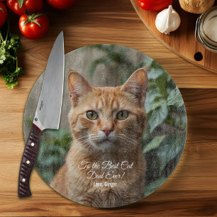 To the Best Cat Dad Ever Custom Photo Cutting Board