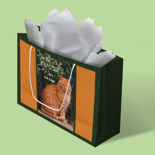 To the Best Cat Dad Ever Custom Photo Large Gift Bag