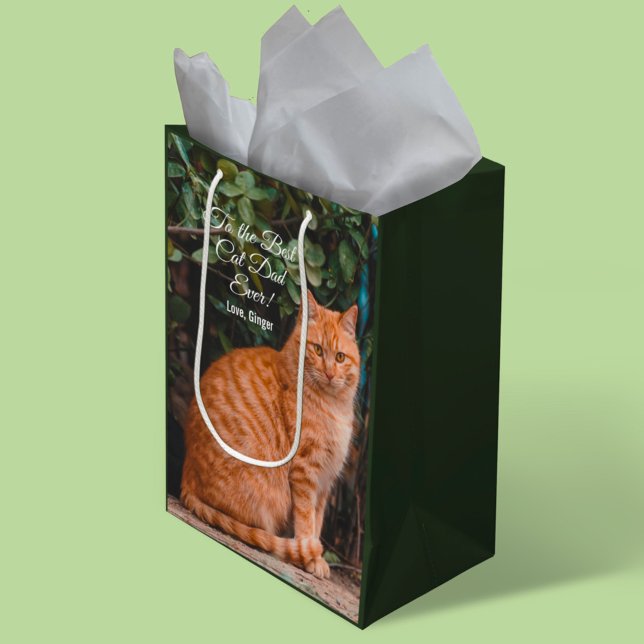 To the Best Cat Dad Ever Custom Photo Medium Gift Bag (Creator Uploaded)