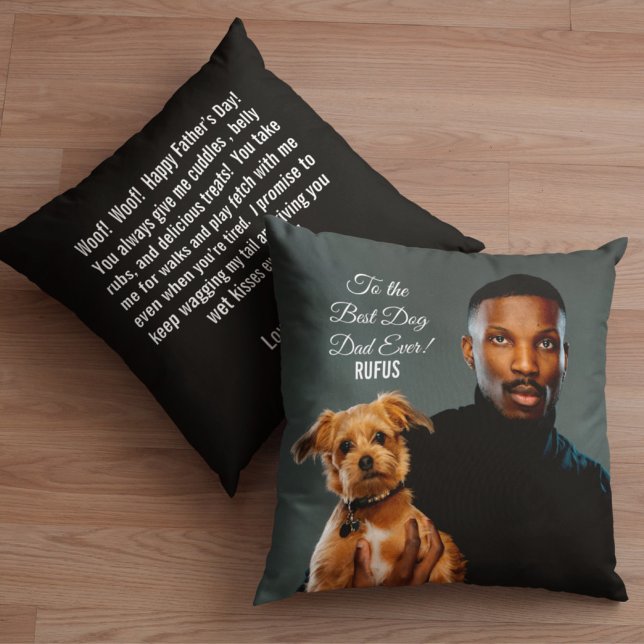 To the Best Dog Dad Ever Custom Photo Cushion (Creator Uploaded)